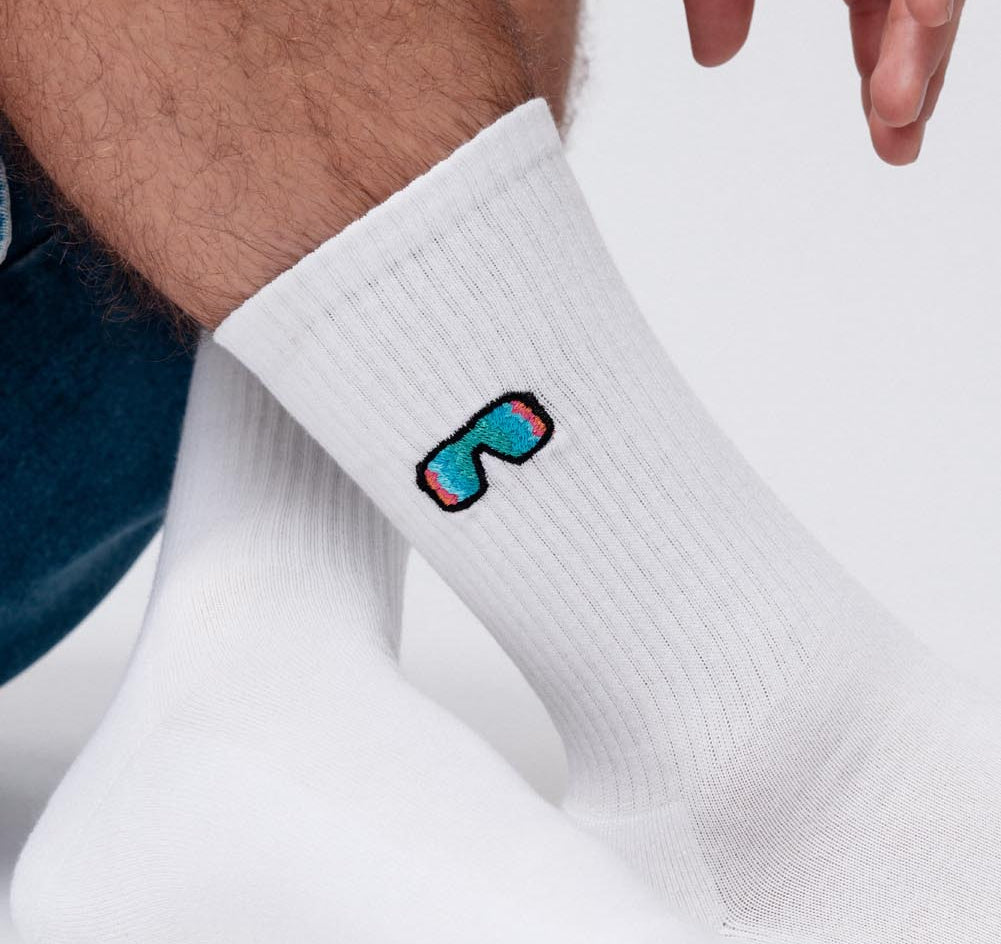 schnelle Brille | Bestickte Bio Baumwoll Socken