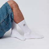 Flat White | Geborduurde sokken van biologisch katoen