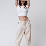 Whisky | Besticktes Bio Baumwoll Cropped T-Shirt