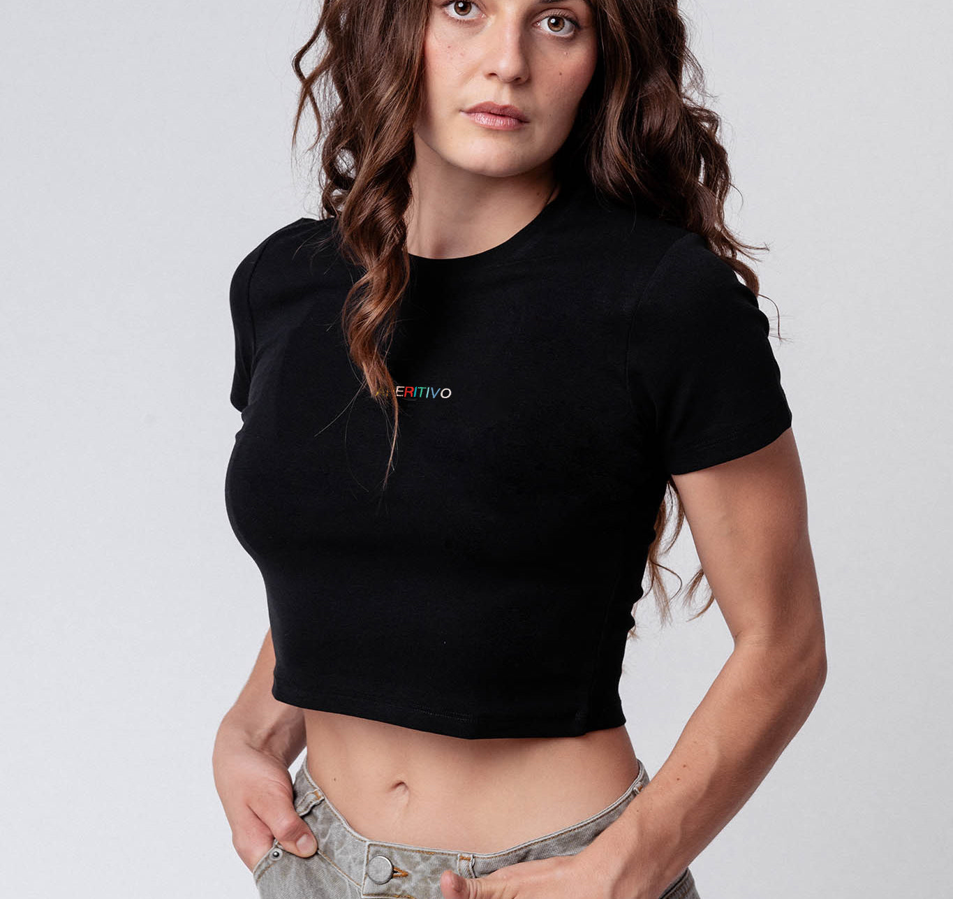 Aperitivo | Besticktes Bio Baumwoll Cropped T-Shirt