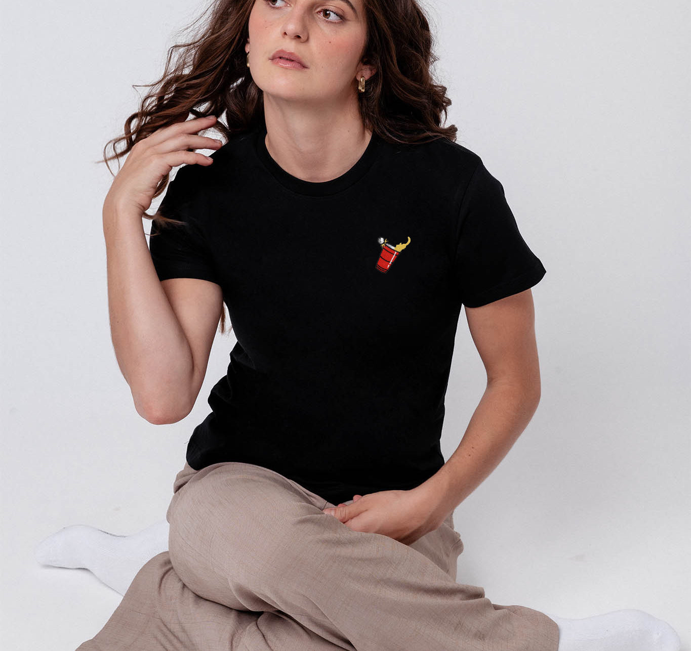 Beerpong Randtreffer | BBesticktes Bio Baumwoll Frauen T-Shirt