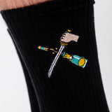 Champagne Sabre | Geborduurde Biologische Katoenen Sokken