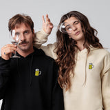 Maßkrug geborduurde unisex hoodie van biologisch katoen