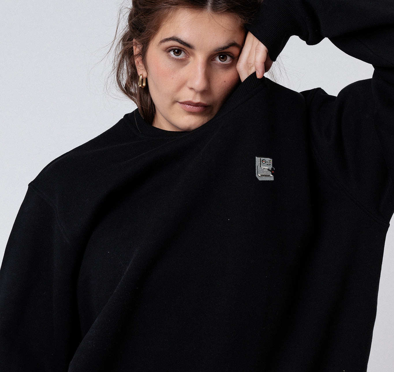 Siebträgermaschine | Bestickter Bio-Baumwoll Frauen Pullover