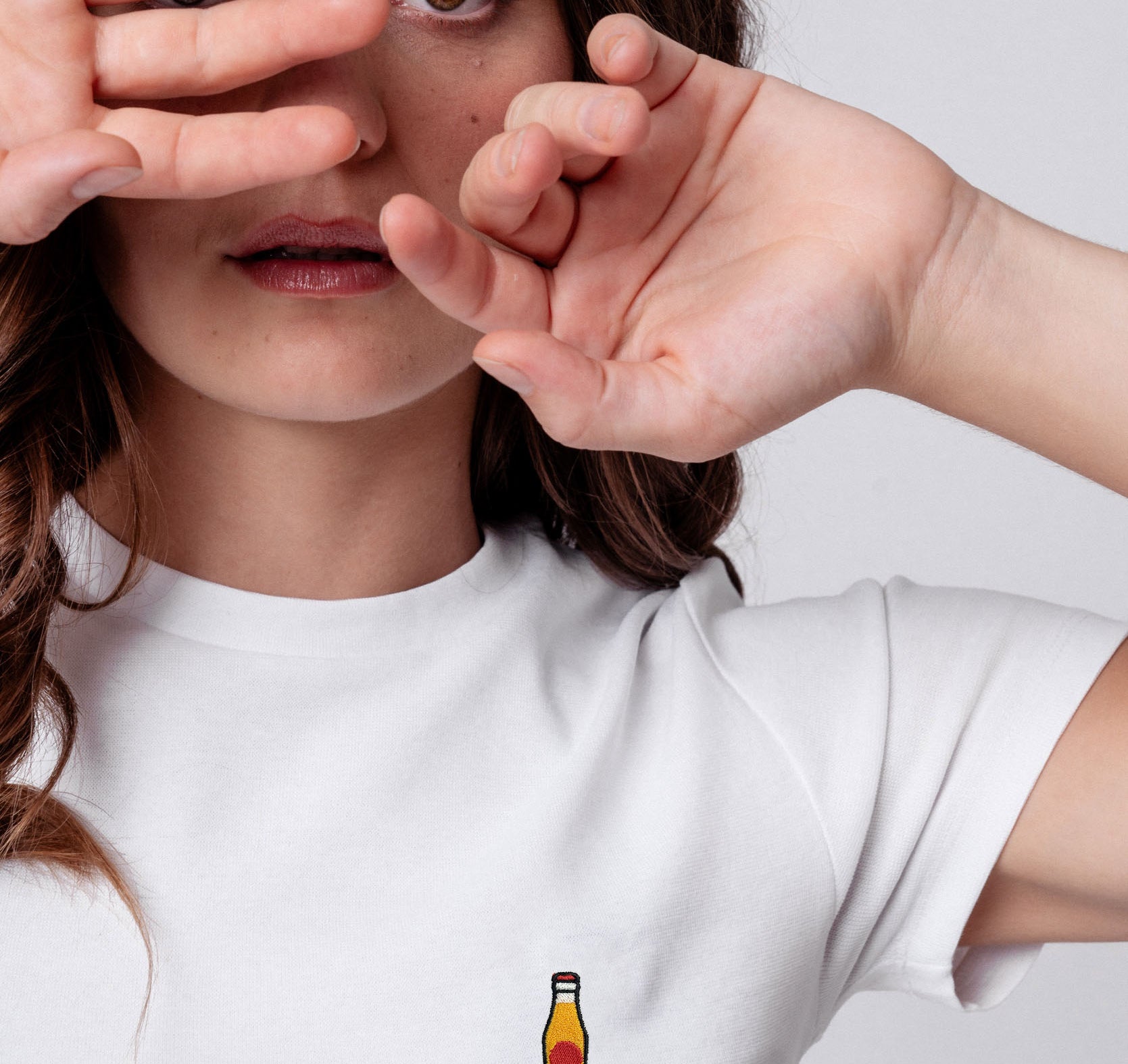 Sinalco | Besticktes Bio Baumwoll Cropped T-Shirt