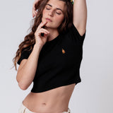 Stroh 80 | Besticktes Bio Baumwoll Cropped T-Shirt