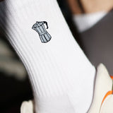 Espressomachine | Geborduurde sokken van biologisch katoen