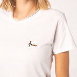 Geborduurd biologisch katoenen dames-T-shirt