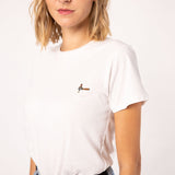 Geborduurd biologisch katoenen dames-T-shirt