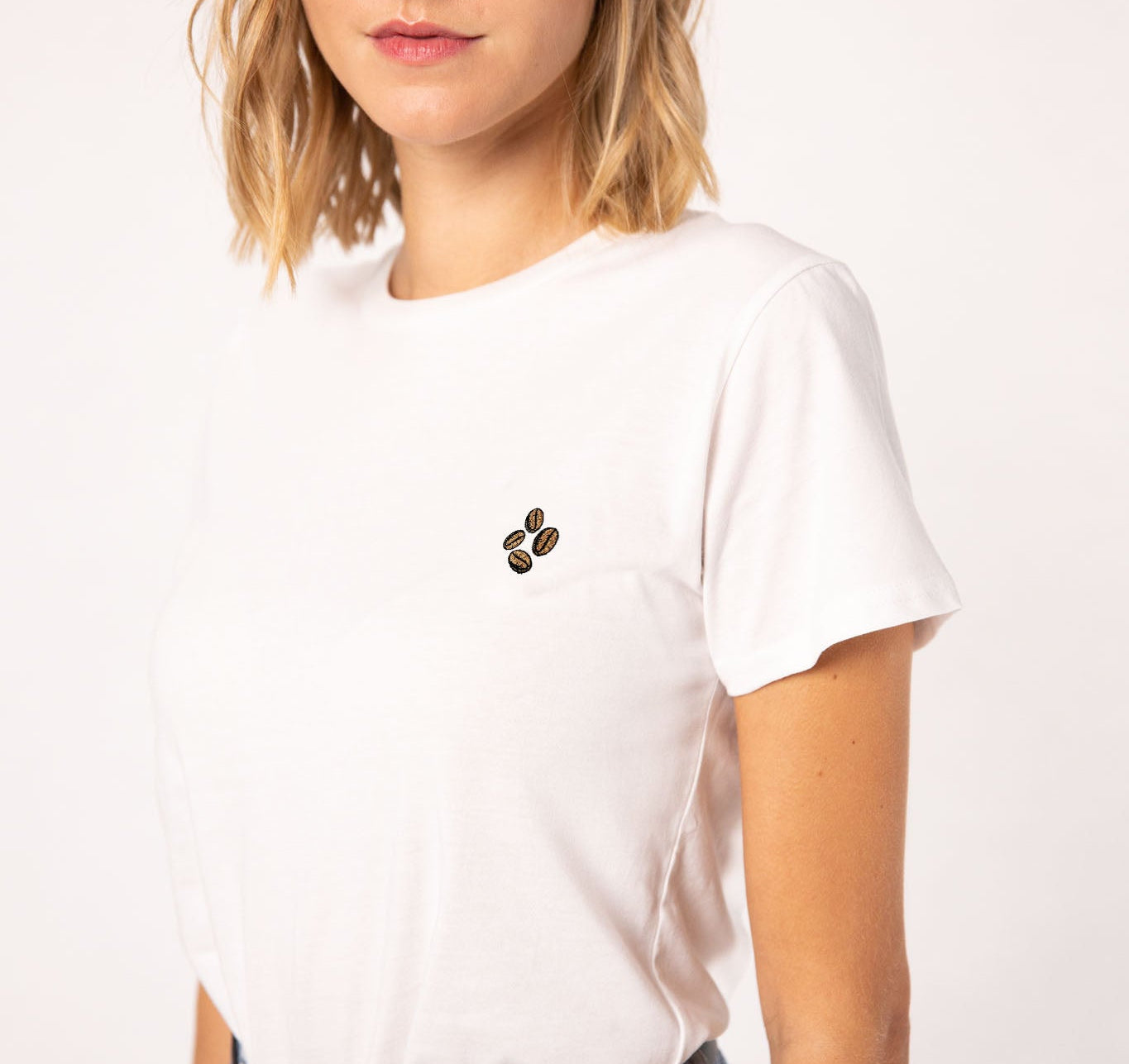 Coffee Beans| Besticktes Organic Bio Baumwoll Frauen T-Shirt