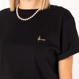 Geborduurd biologisch katoenen dames-T-shirt