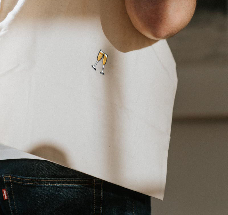 Mousserende wijn | Geborduurde biologisch katoenen tas