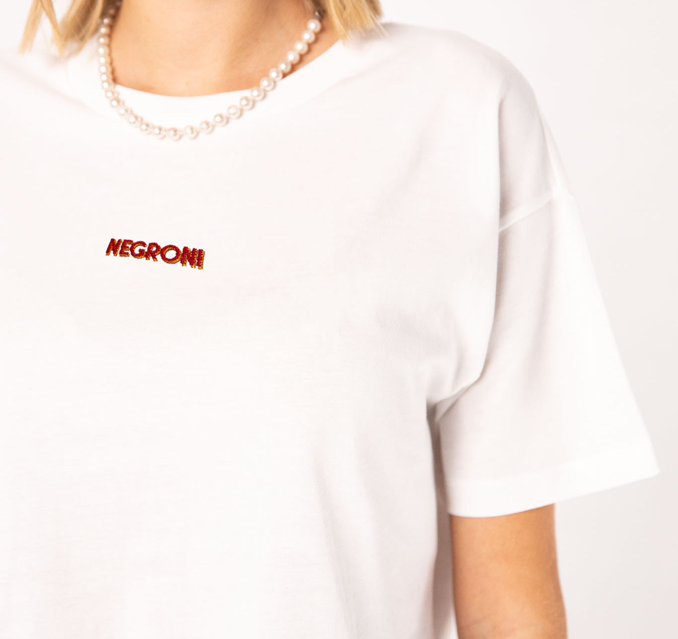 Negroni Signature | Besticktes Bio Baumwoll Cropped T-Shirt