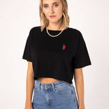 MonsterSlush | Besticktes Bio Baumwoll Cropped T-Shirt