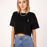 Luft | Besticktes Bio Baumwoll Cropped T-Shirt
