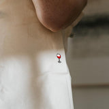 Glas Rode Wijn | Geborduurde Biologische Katoenen Tas