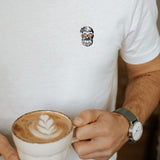 Kaffee Hipster | Besticktes Bio Baumwoll Unisex T-Shirt