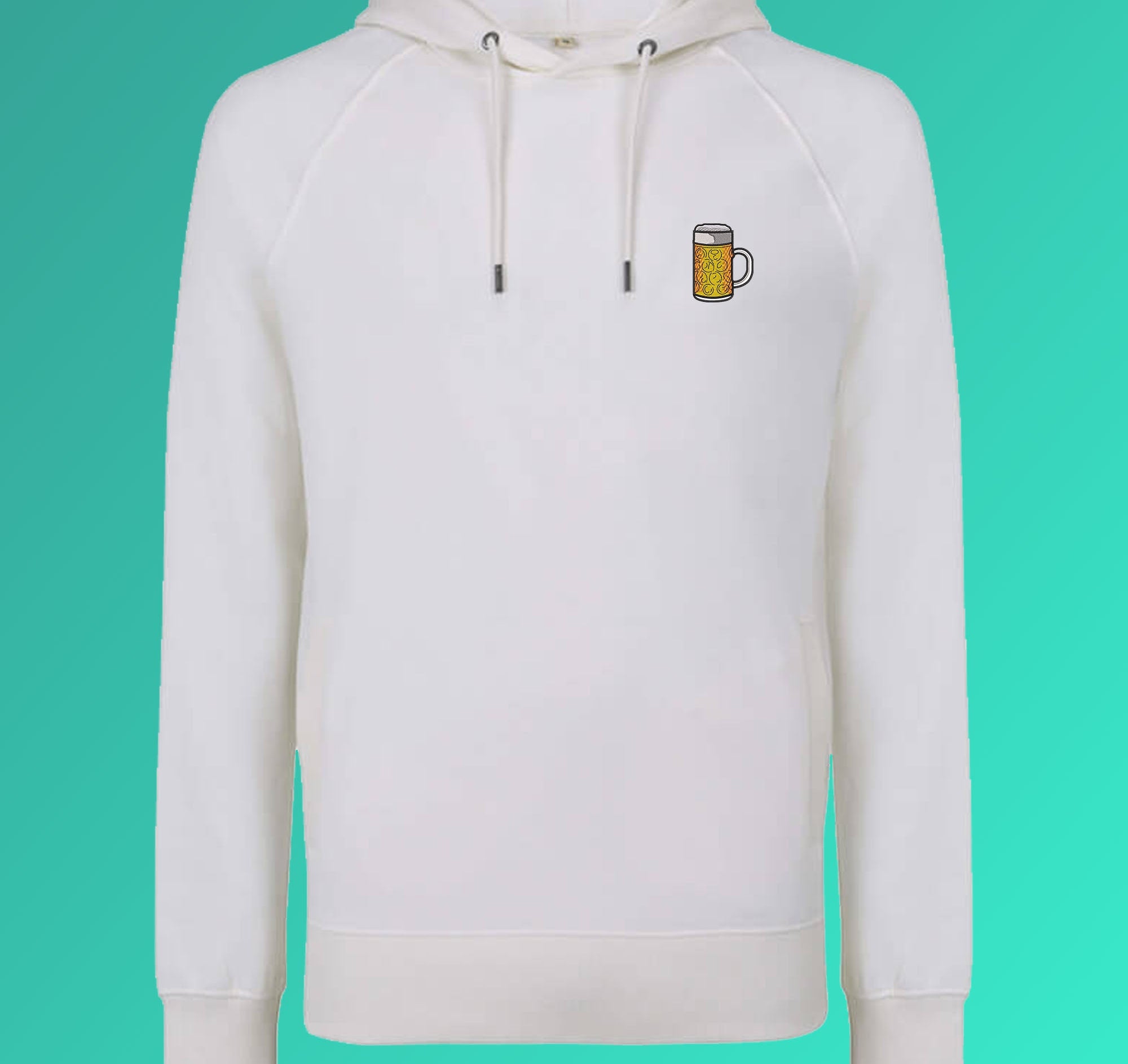 Maßkrug geborduurde unisex hoodie van biologisch katoen