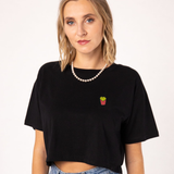 Pommes | Besticktes Bio Baumwoll Cropped T-Shirt