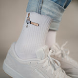 Zeefdrukker & tamper | Geborduurde sokken van biologisch katoen