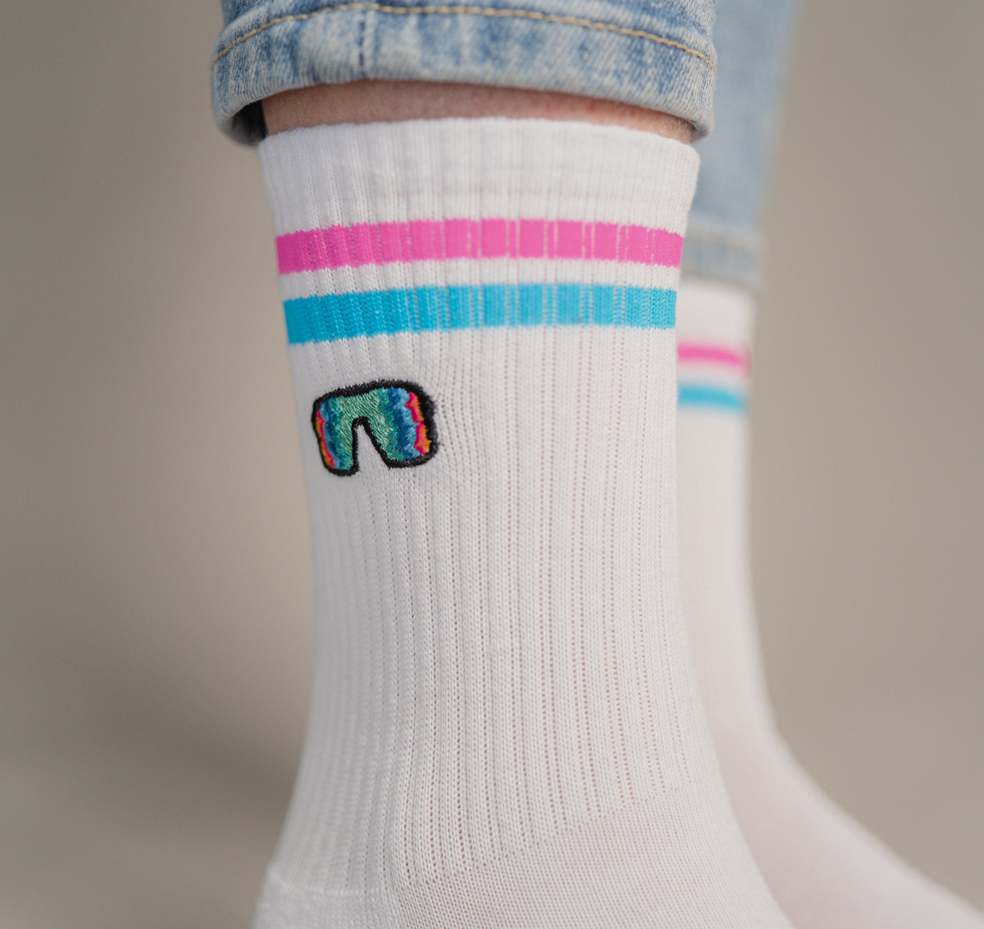 schnelle Brille | Bestickte Bio Baumwoll Socken