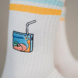 Pfirsich Eistee | Bestickte Bio Baumwoll Socken