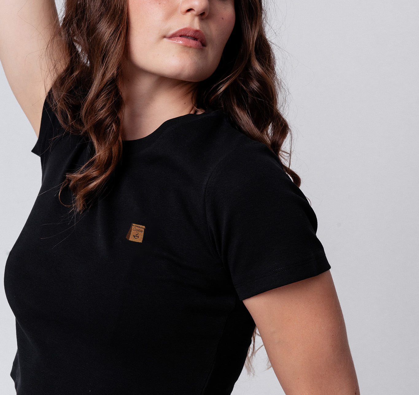 Coffee Bag | Besticktes Bio Baumwoll Cropped T-Shirt
