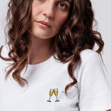 Sekt | Besticktes Bio Baumwoll Cropped T-Shirt