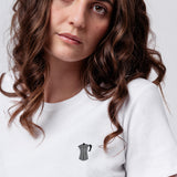 Espressokocher | Besticktes Bio Baumwoll Cropped T-Shirt