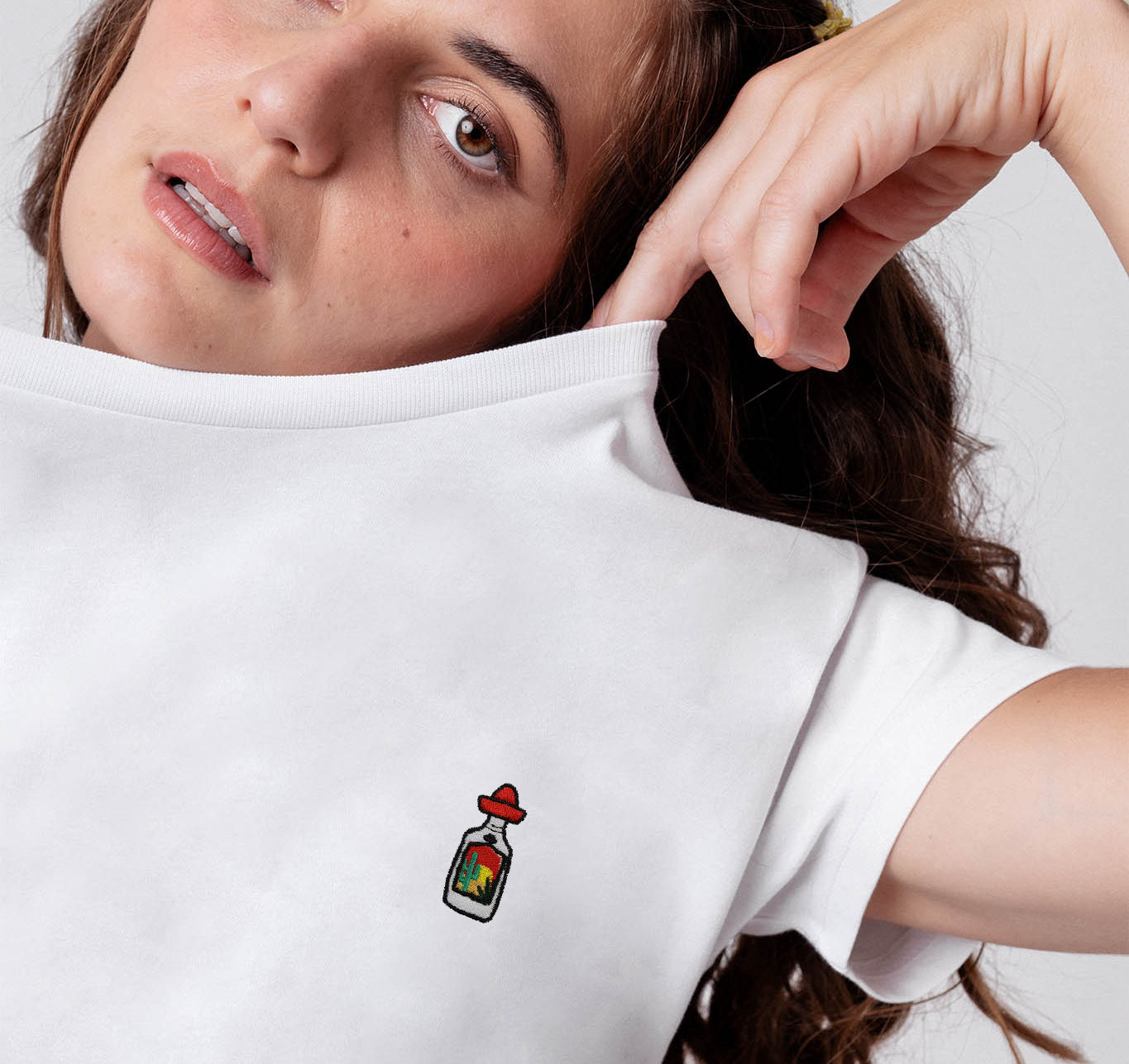 Sierra Tequila Geborduurd Biologisch Katoenen Damest-shirt