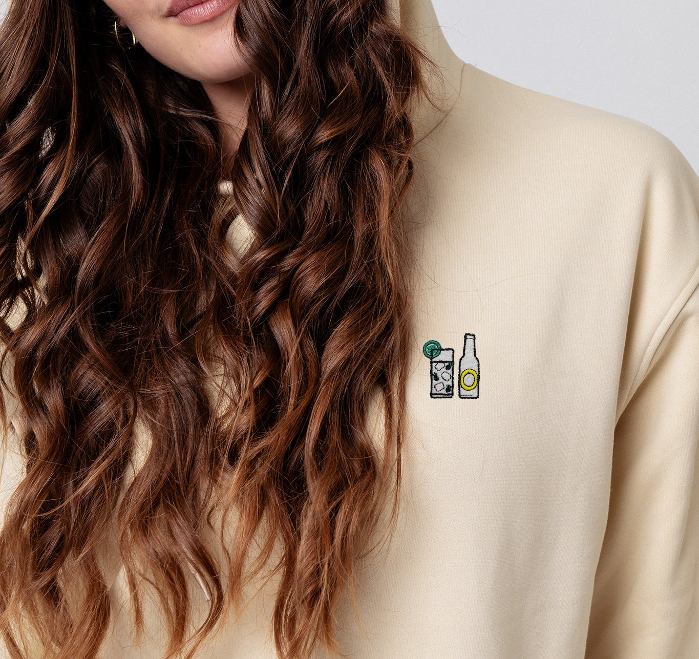 Gin Tonic Geborduurde Biologische Katoenen Vrouwen Hoodie