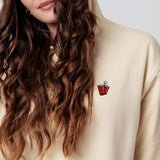 Beerpong | Geborduurd organisch katoen Vrouwen Hoodie