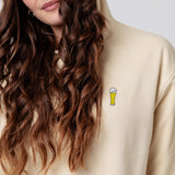 White Beer Geborduurde Biologische Katoenen Vrouwen Hoodie