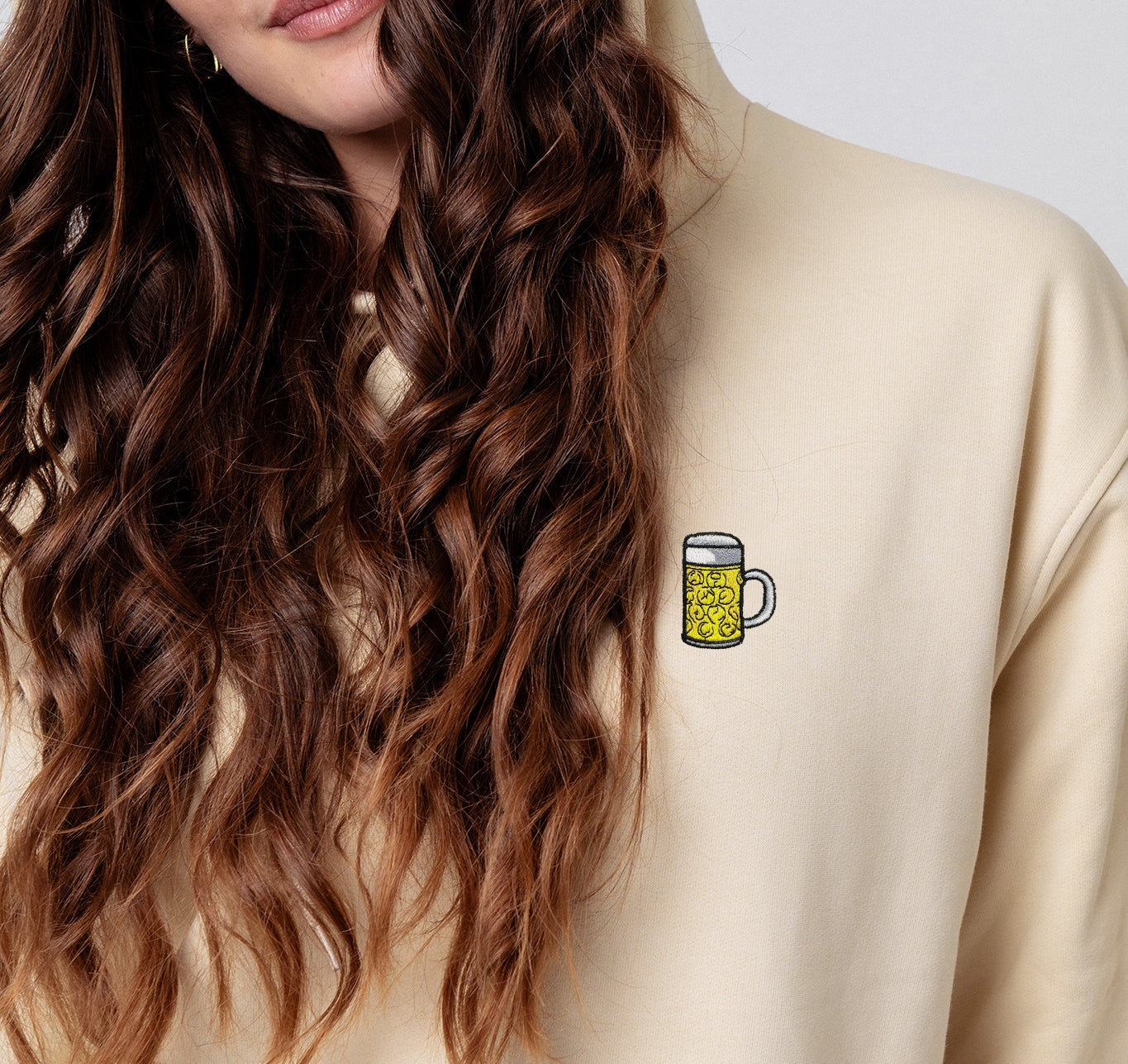Maßkrug | Geborduurd organisch katoen Vrouwen Hoodie