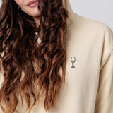 Witte wijn Geborduurde Biologische Katoenen Vrouwen Hoodie