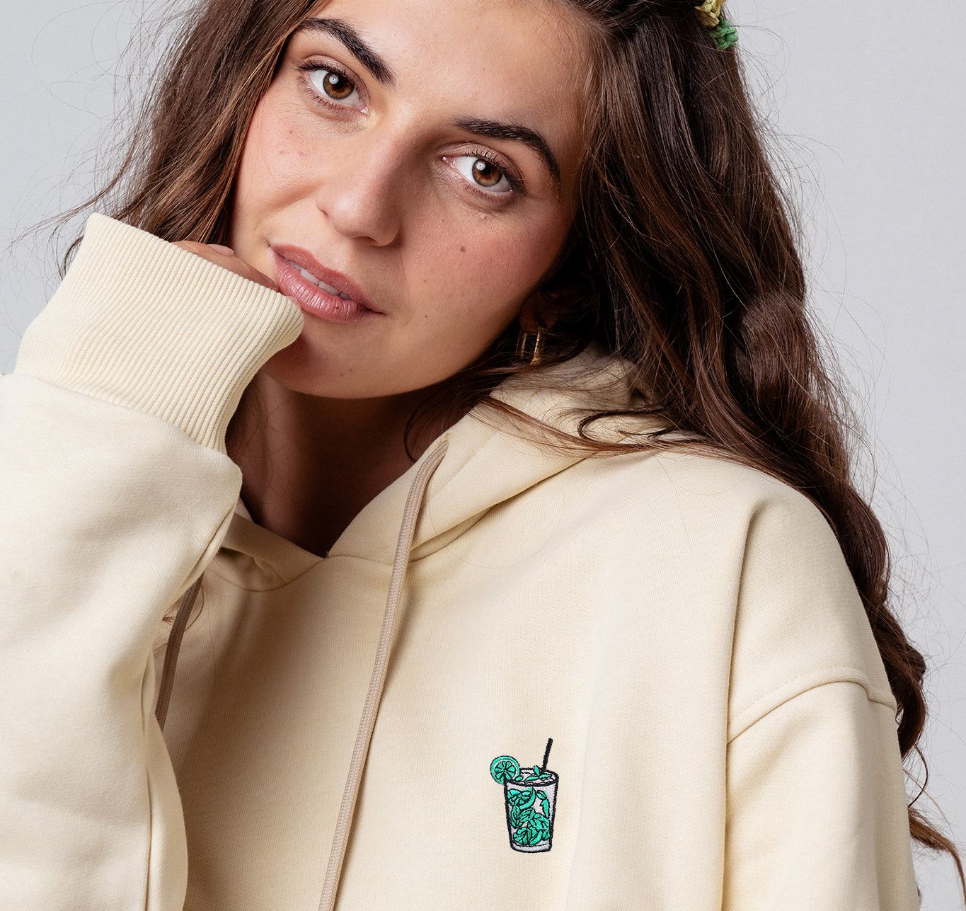 Mojito Geborduurde Biologische Katoenen Vrouwen Hoodie