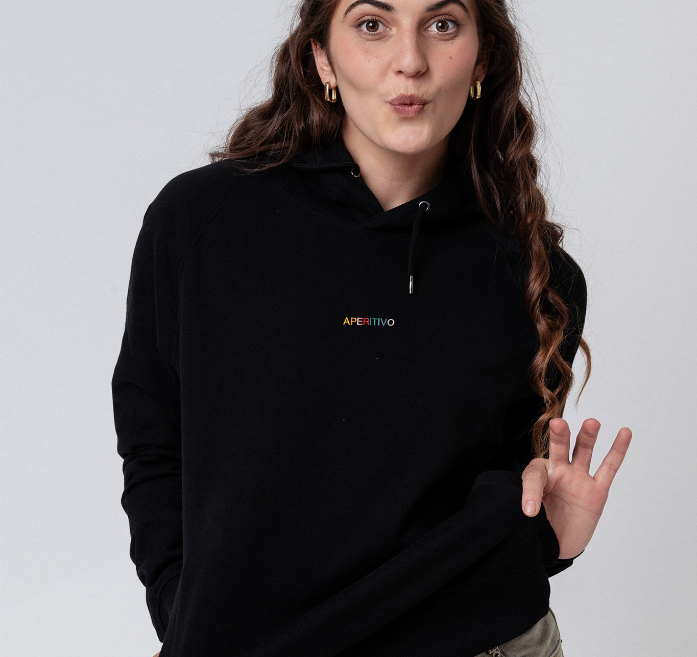 Aperitivo Geborduurde Biologische Katoenen Vrouwen Hoodie
