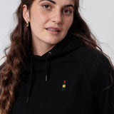 Wijnfles Geborduurde Biologische Katoenen Vrouwen Hoodie