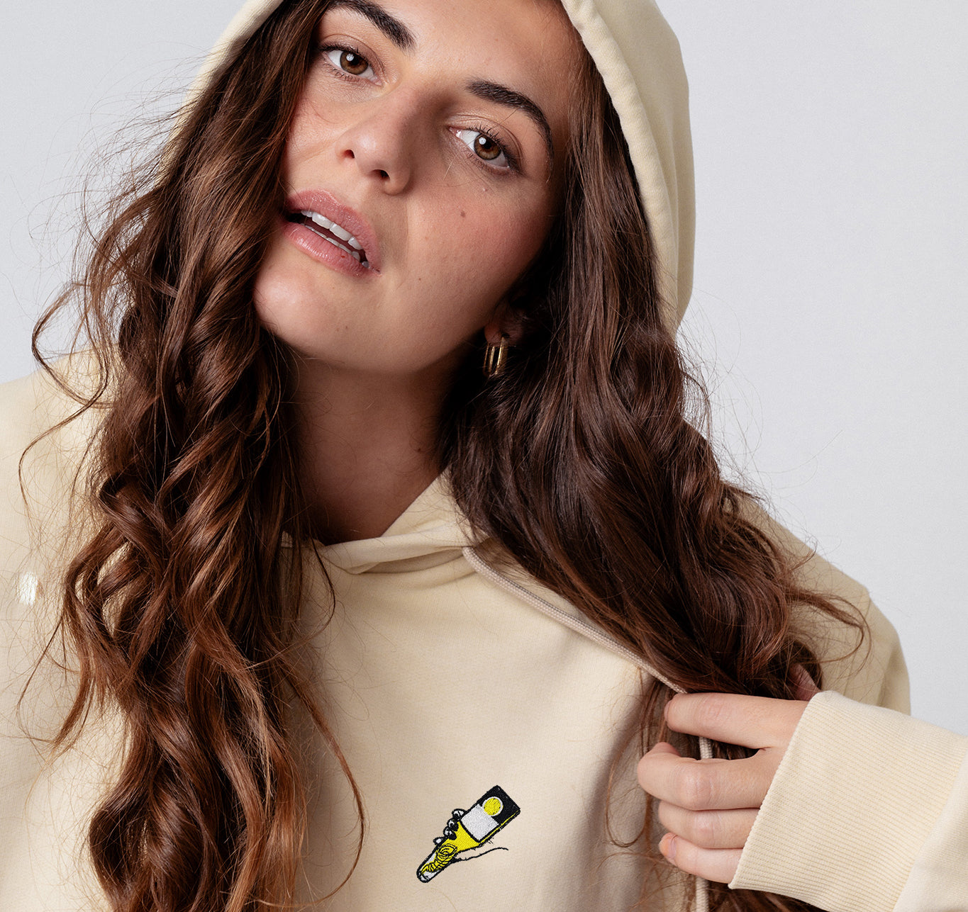 Tornado Geborduurde Biologische Katoenen Vrouwen Hoodie