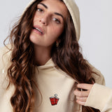 Beerpong | Geborduurd organisch katoen Vrouwen Hoodie