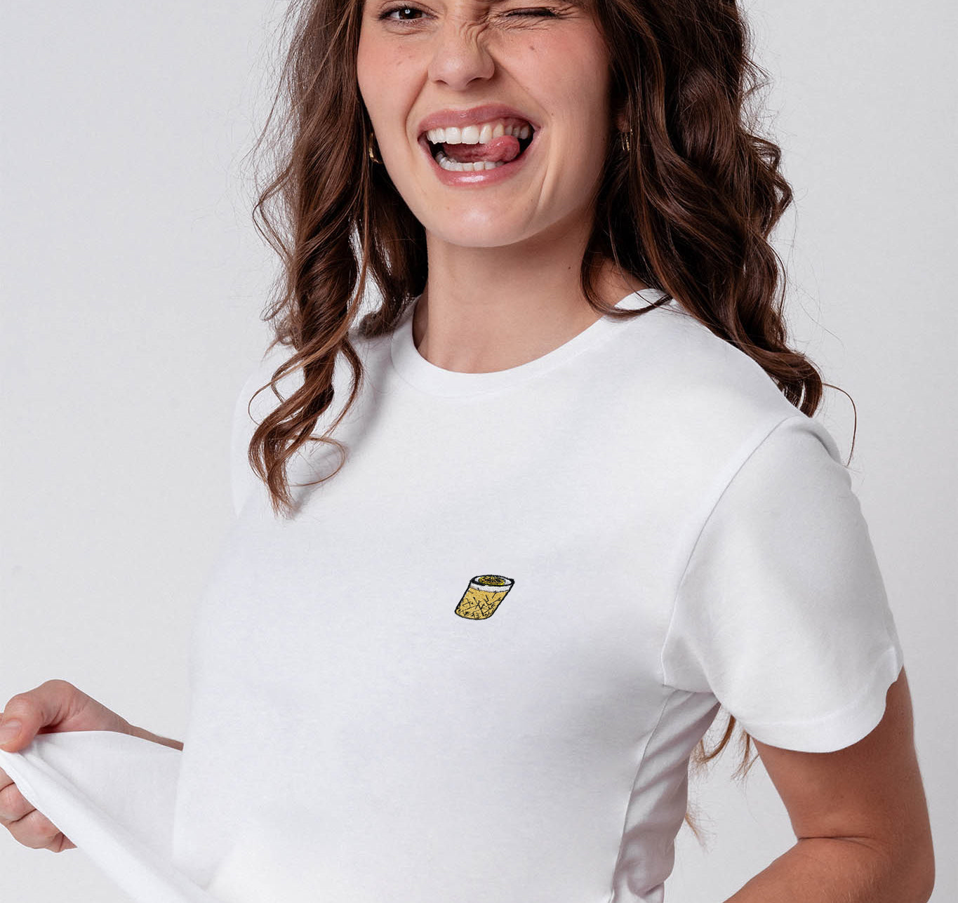 Whisky Sour Geborduurd Biologisch Katoenen Dames-T-shirt