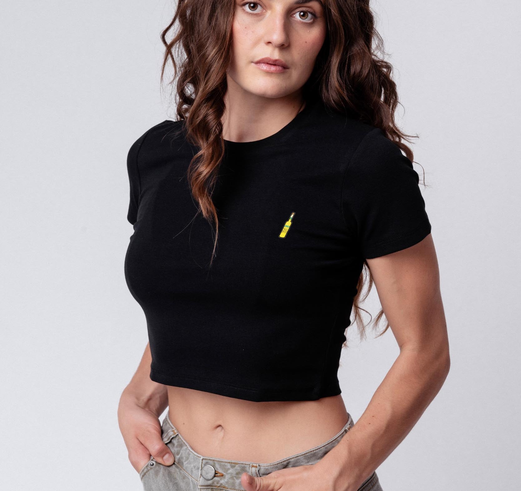 Pallini Limoncello | Besticktes Bio Baumwoll Cropped T-Shirt