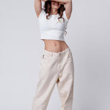 Pallini Limoncello | Besticktes Bio Baumwoll Cropped T-Shirt
