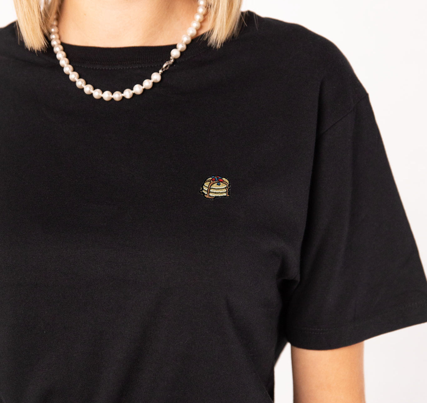 Pancakes | Besticktes Bio Baumwoll Frauen T-Shirt