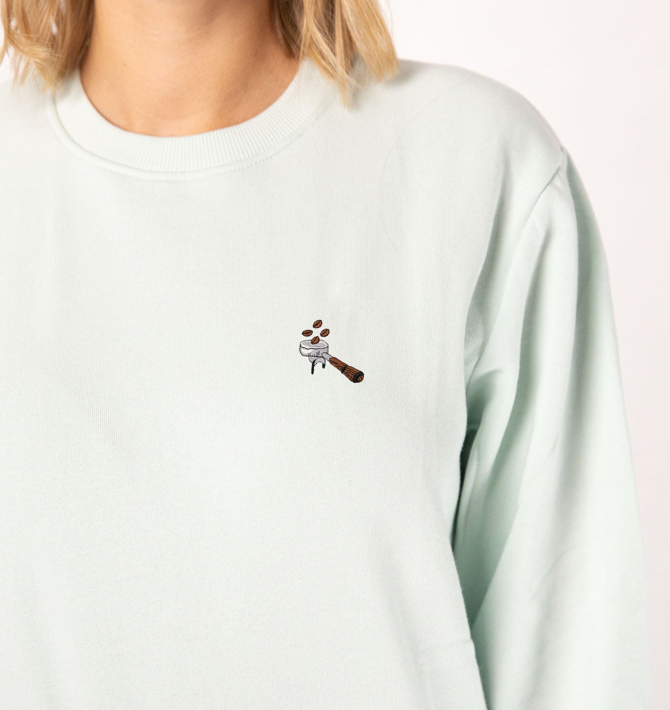 Siebträger Beans | Bestickter Bio-Baumwoll Frauen Pullover