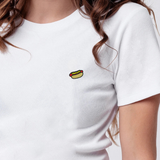 Hot Dog | Besticktes Bio Baumwoll Cropped T-Shirt