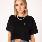 Pizza | Besticktes Bio Baumwoll Cropped T-Shirt