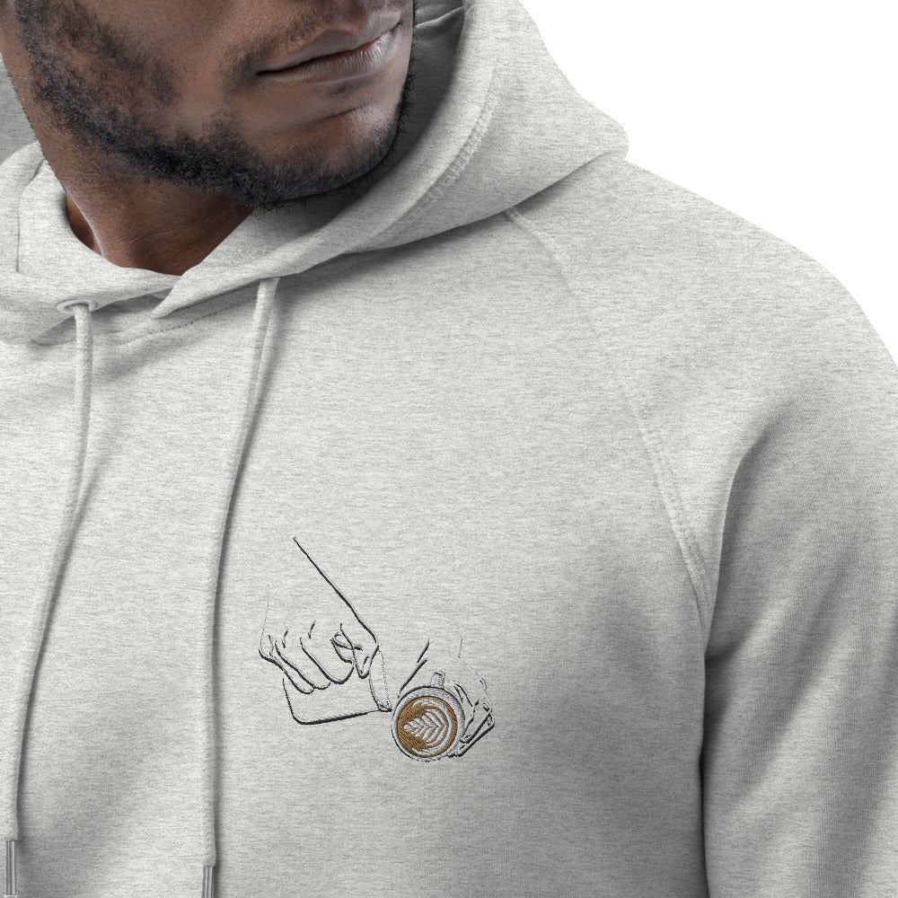 Latte Art | Bestickter Bio Baumwoll Männer Hoodie