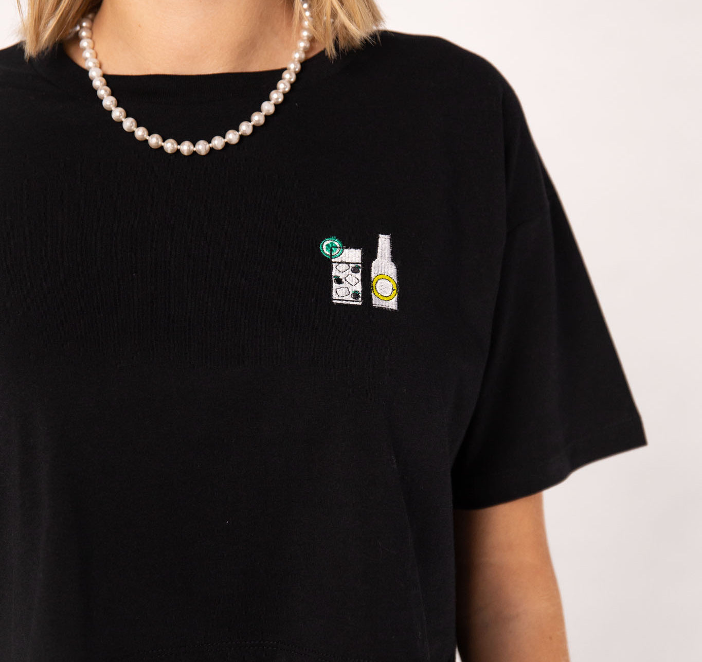 Gin Tonic | Besticktes Bio Baumwoll Cropped T-Shirt