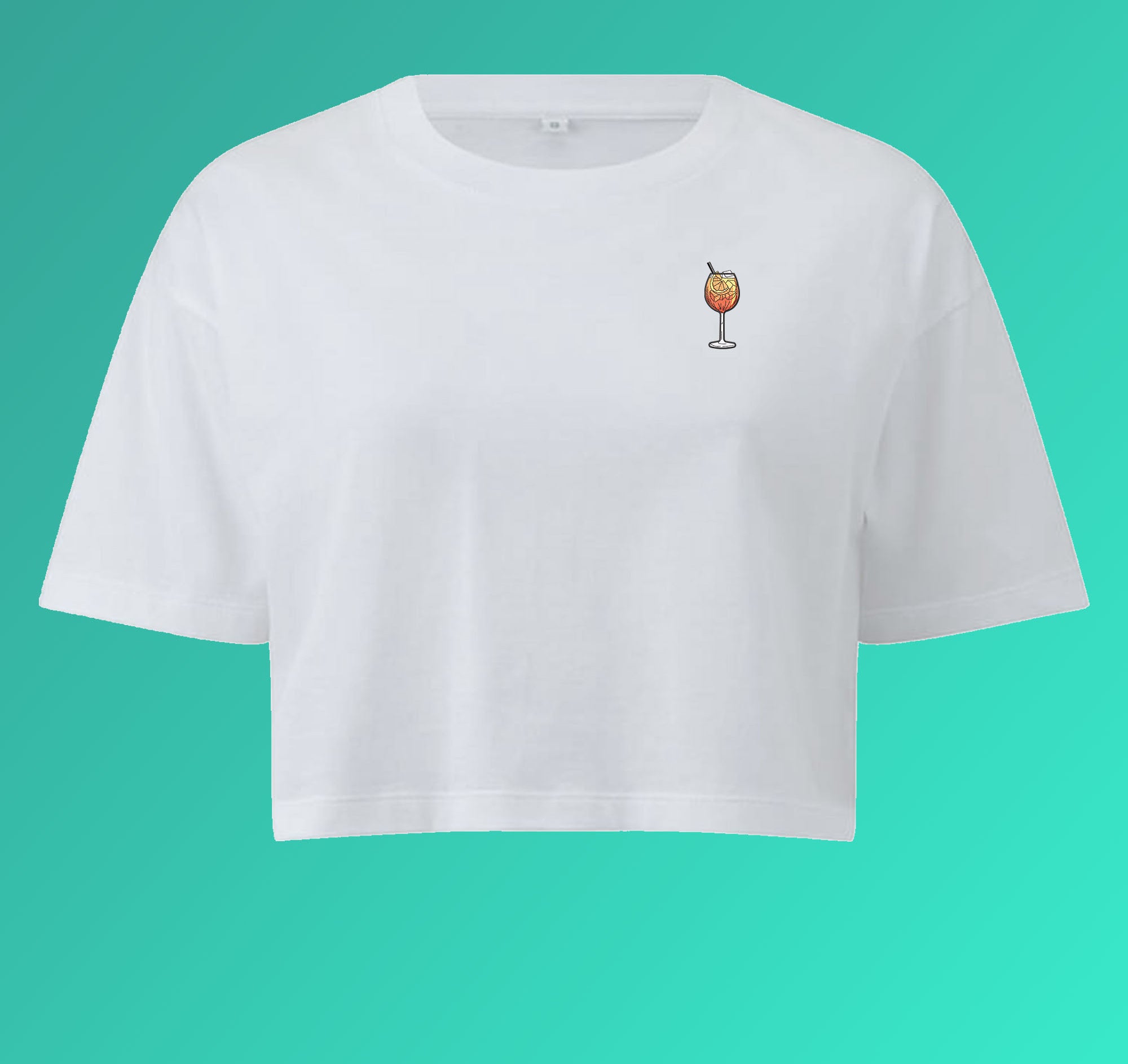 Spritz | Besticktes Bio Baumwoll Cropped T-Shirt